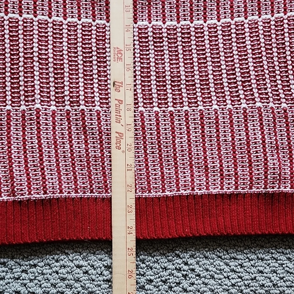 Talbots Red and White Cotton Blend Fair Isle Crew Neck Women's Sweater Large - Picture 5 of 6